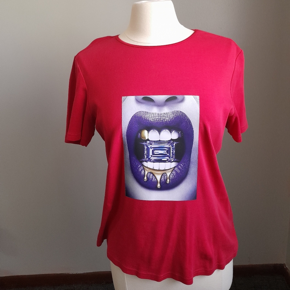 💋 HOT LIPS JEWELS PURPLE SHIRT- Christopher & Banks